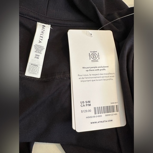 New ATHLETA Modal Full Length Robe Black Long Open Front Pockets S/M NWT $129 - Picture 12 of 16